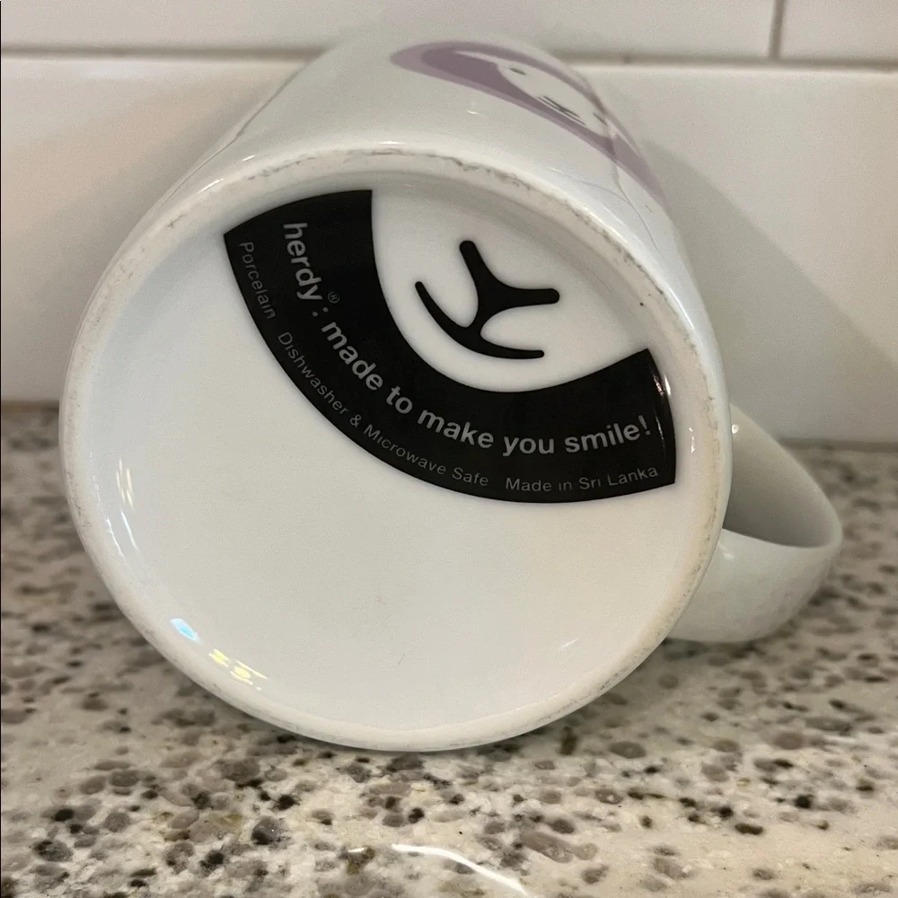 Herdy White Mug with Purple Design Sheep Lamb So Cute - Picture 2 of 5